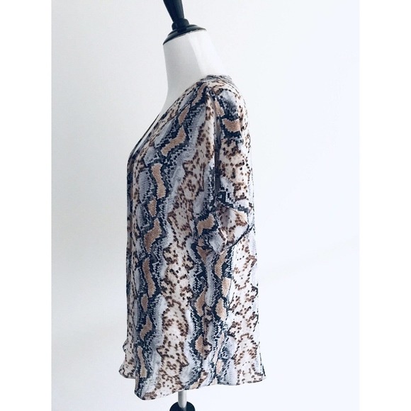 Carmen Marc Valvo | Snakeskin Print Top Womens SM Dolman Cold Shoulder Pullover - Picture 4 of 10